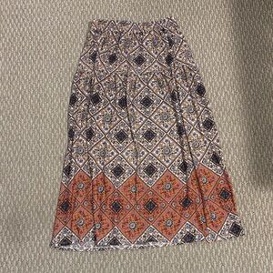 Bohemian Patterned Maxi Skirt - Orange and Blue